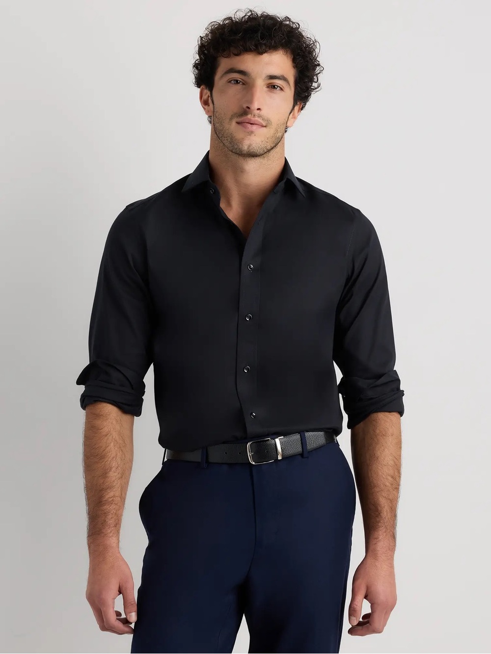 NEW Mens Quince Organic Cotton Oxford Non Iron Dress Shirt Black Medium Classic